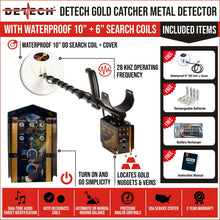 Load image into Gallery viewer, Detech EDS Gold Catcher Metal Detector w/ 6"x6" & 10"x10" DD Search Coils by Sports365pro