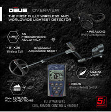 Load image into Gallery viewer, XP Deus 9" X35 Search Coil Metal Detector with WSAUDIO Headphones & MI-6 Pinpointer