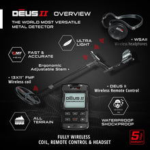 Load image into Gallery viewer, XP Deus II Metal Detector 13x11 FMF Search Coil with MI-6 pinpointer & WSAII Headphones Bundle