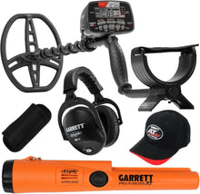 Load image into Gallery viewer, Garrett AT MAX Waterproof Metal Detector, MS-3 Wireless Headphones, Pro-Pointer AT Z-Lynk Pinpointer and Hat
