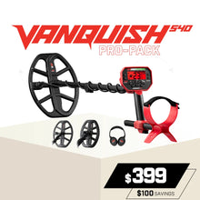 Load image into Gallery viewer, Minelab Vanquish 540 Pro Pack – Multi-IQ Metal Detector with Dual Coils &amp; Wireless Audio
